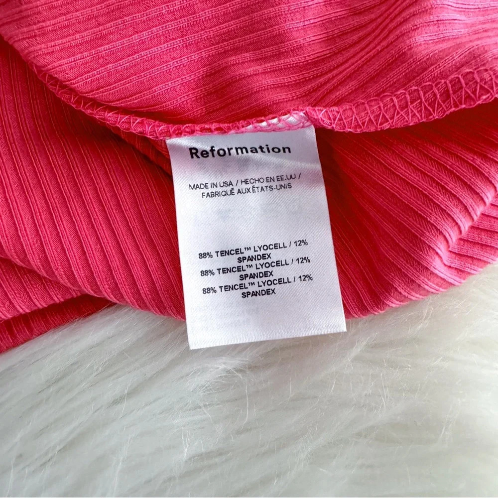NWOT Reformation Cosmo Knit Dress Snapdragon Pink Ribbed Rib Long Maxi - Picture 10 of 14